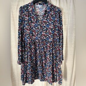Time and Tru Floral Babydoll Longsleeve Dress